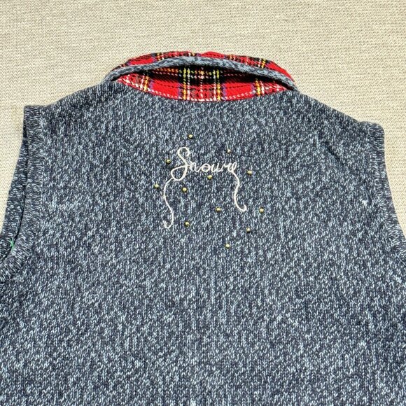 Designers Originals Womens Blue Embroidered Christmas Snowman Sweater Vest Small - Picture 8 of 16